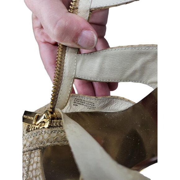 Michael Kors Stilettos Women Sz 10M Front Zip Leather Open Toe Designer Workwear - Picture 7 of 7